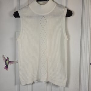 Vintage White Stag Cream Ribbed Mock Neck Knit Vest M Academia Grandpacore